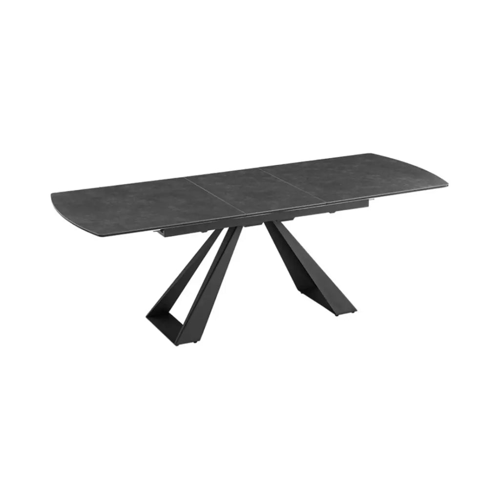 Tavolo da pranzo allungabile OBLIKA 180-230 cm – Ceramica nera e metallo