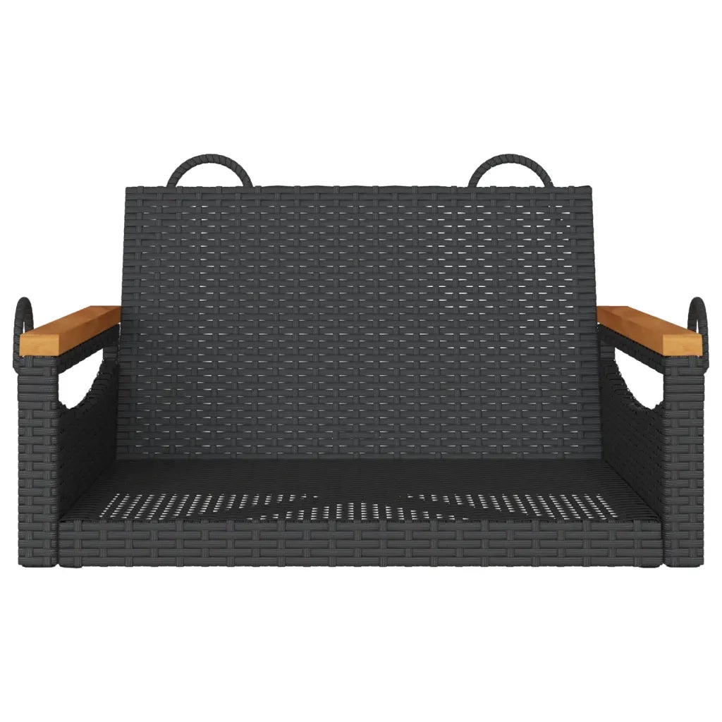 Panchina a Dondolo Nera 63x62x40 cm in Polyrattan 368161