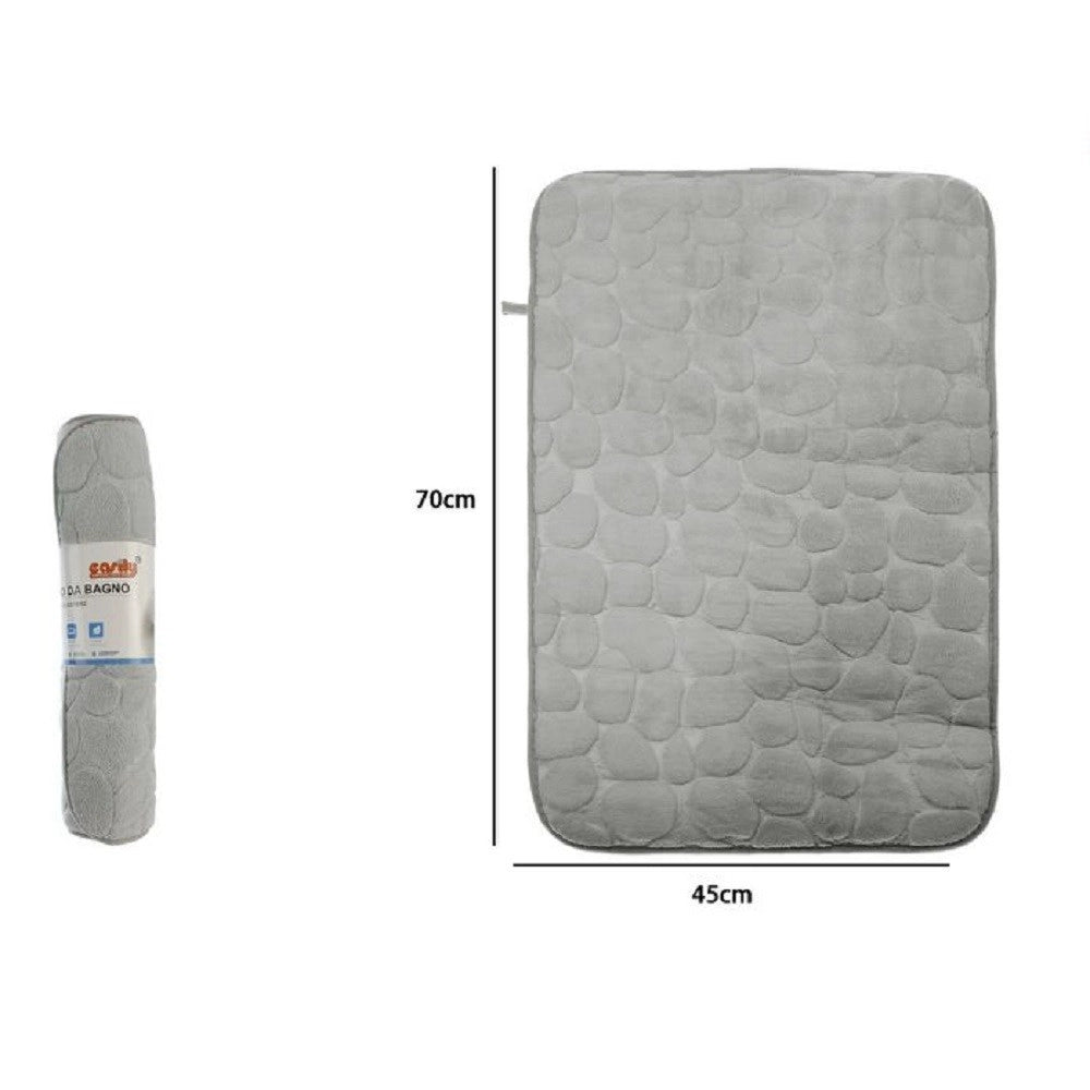 Trade Shop - Tappeto Tappetino In Tessuto Effetto Sassi Per Arredo Bagno 45x70cm 79932 Grigio -