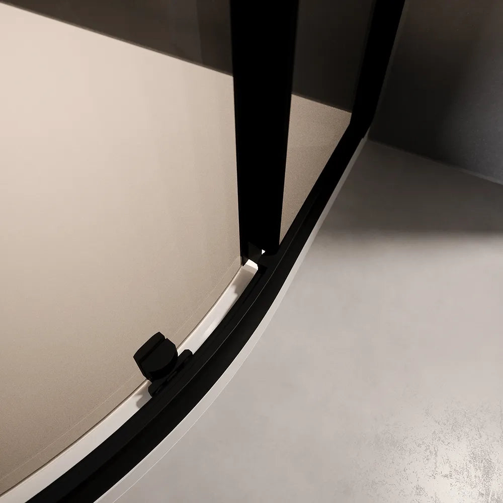 Box doccia 80x80 cm semicircolare doppio scorrevole profili neri vetro fumé h190 | Java