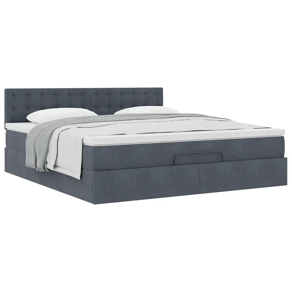 Struttura Letto Pouf con Materasso 180x200 cm in Velluto 3311934