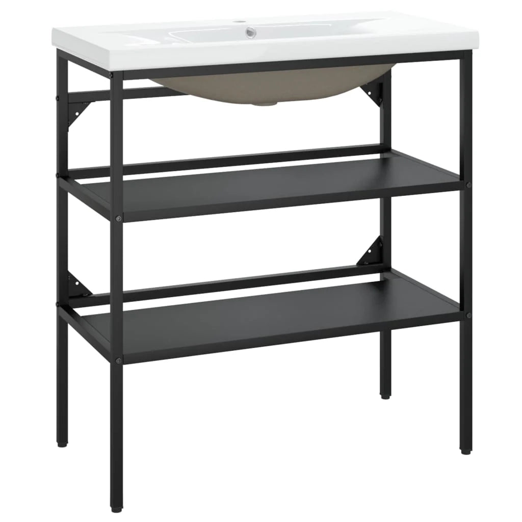 Struttura per lavabo da bagno 79 x 38 x 83 cm vasca da incasso ferro nero 02_0006779