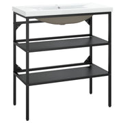 Struttura per lavabo da bagno 79 x 38 x 83 cm vasca da incasso ferro nero 02_0006779