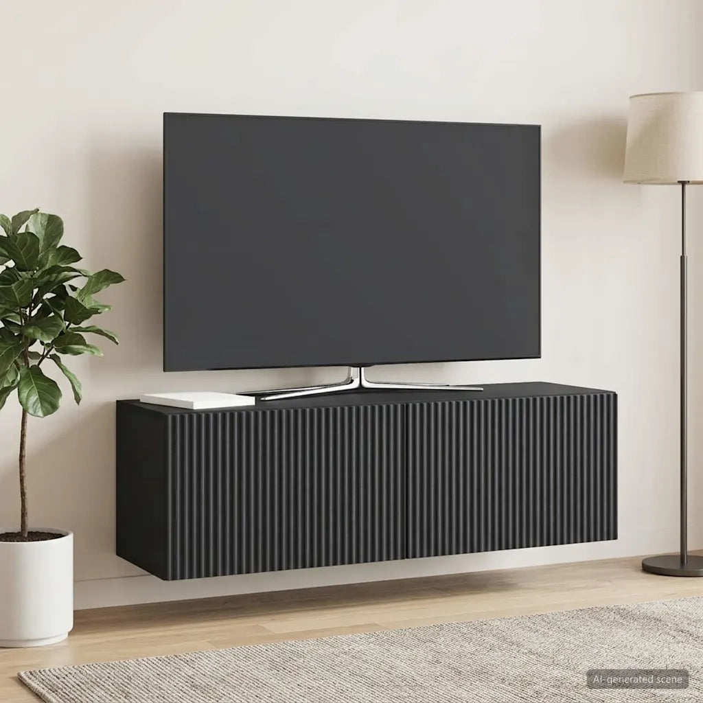 Mobile Porta TV da Muro Montaggio a parete Nero 98 x 31 x 30 cm 898556
