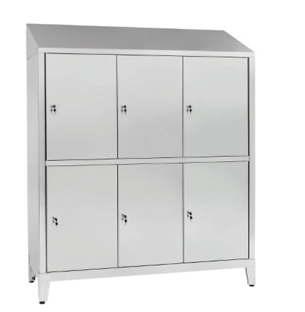 Armadietto sovrapposto in acciaio inox AISI 304 a 6 posti cm. 120x40x215h