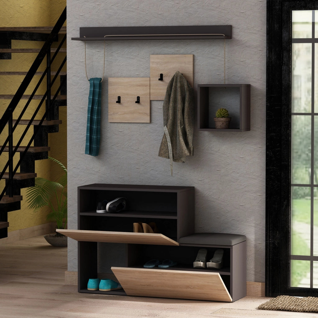 Mobile da corridoio in legno "Holdon" - 120 x 32 x 78 cm - Grigio antracite