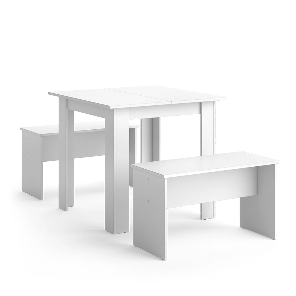 Vicco Set di tavoli da pranzo Bianco 80 x 80 cm con 2 panche