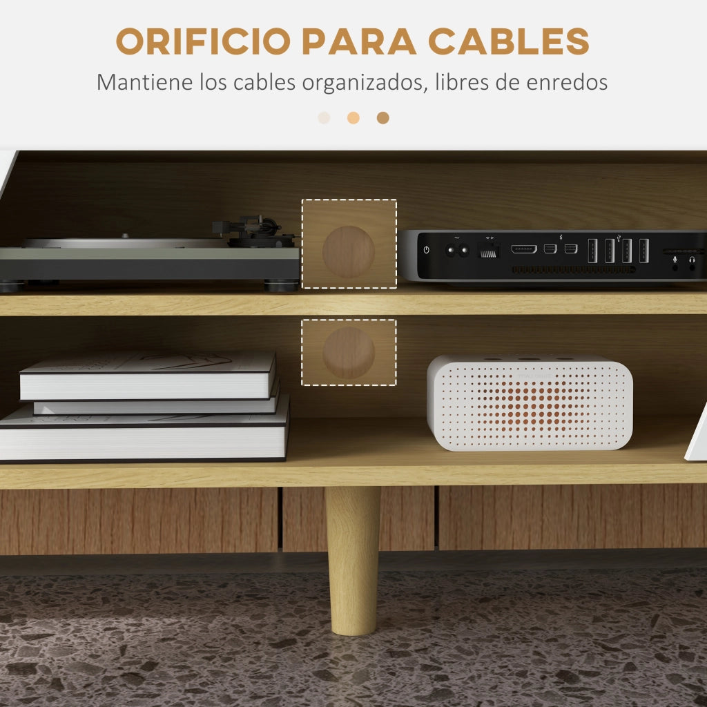 Mobile TV con 2 ante 2 ripiani e 5 gambe per televisori fino a 65' ¨C zephmum ¨C 150x30x42 cm rovere