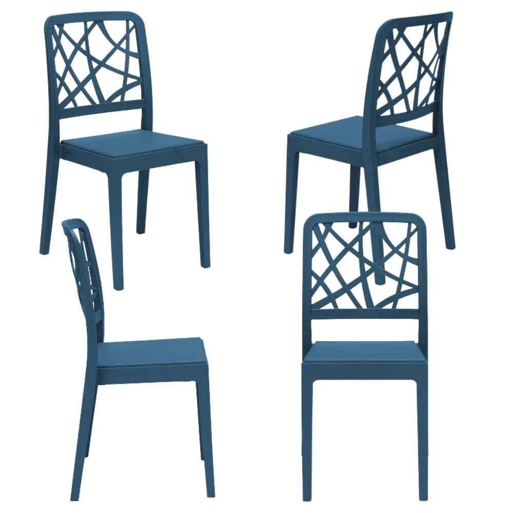 Set 4 sedie in polipropilene PENELOPE, 100% MADE IN ITALY, impilabile, resistente ai raggi UV, design moderno, ideale per sala da pranzo, cucina, sala d’attesa, bar, ristoranti o giardino, colore Petrolio
