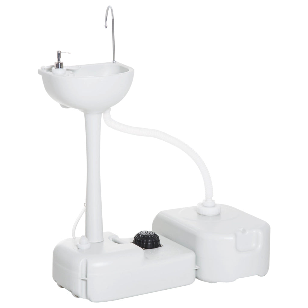 Lavabo Portatile da Campeggio 24L 83x50x103 cm con Ruote in HDPE  Grigio Chiaro