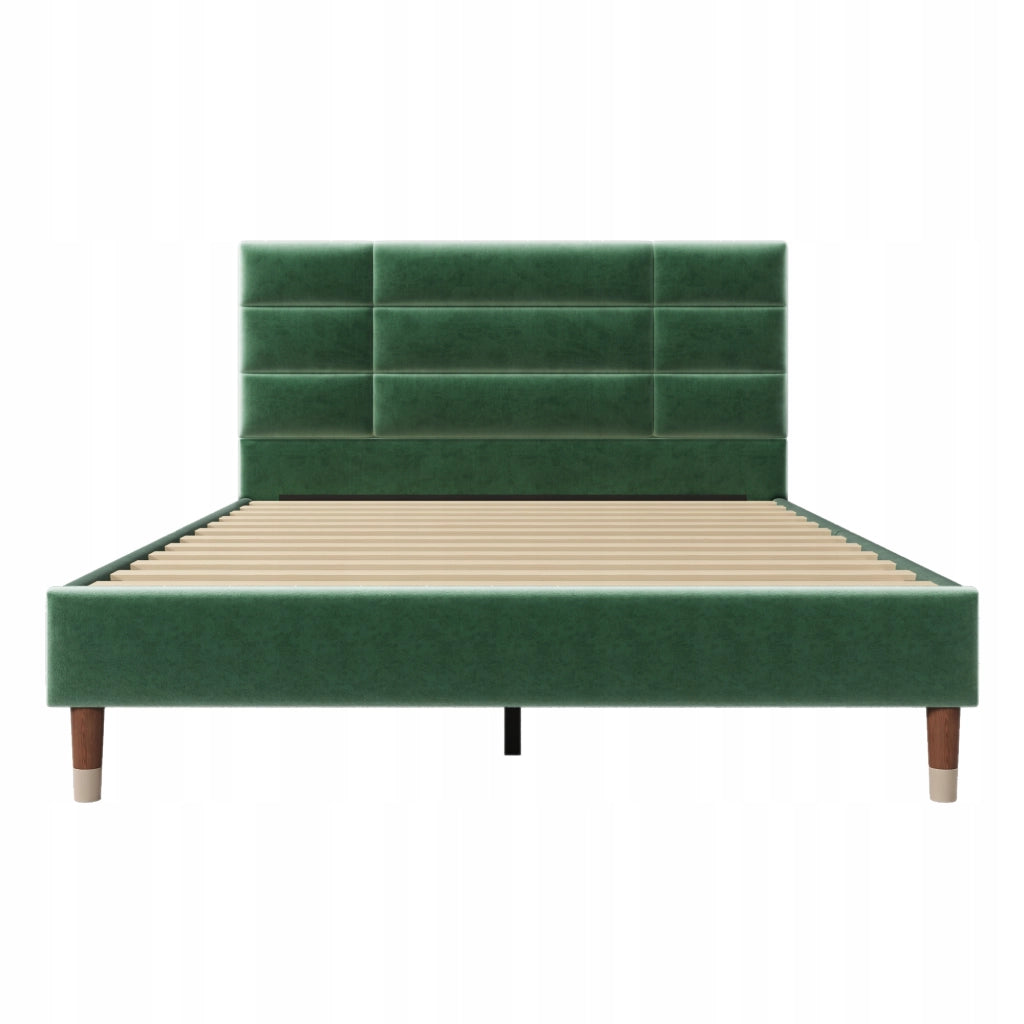Letto matrimoniale in velluto verde - Xylo - 140x200 cm per adulti e adolescenti