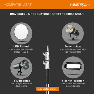 Extreme 20 C-Stand per fotografia, Stativo per luci fotografiche flash da studio 300 cm / 118" 750x750x3000 mm, max 20 kg, con spigot 5/8", Treppiedi fotografico