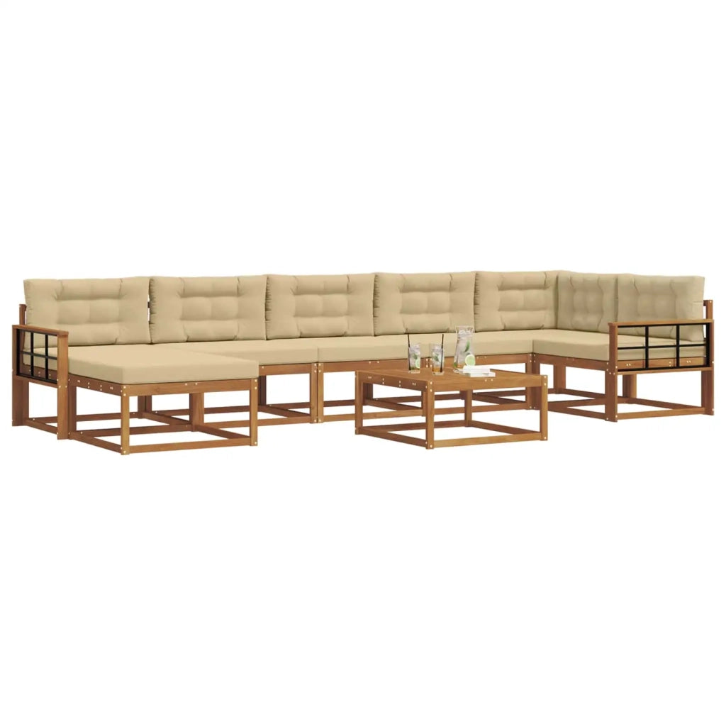Set di divani da esterno con cuscino 8 pcs Naturale e Beige 3367941