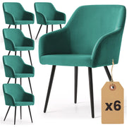 Set di 6 Sedie in velluto liscio ESTELLE Verde Bottiglia gambe nere