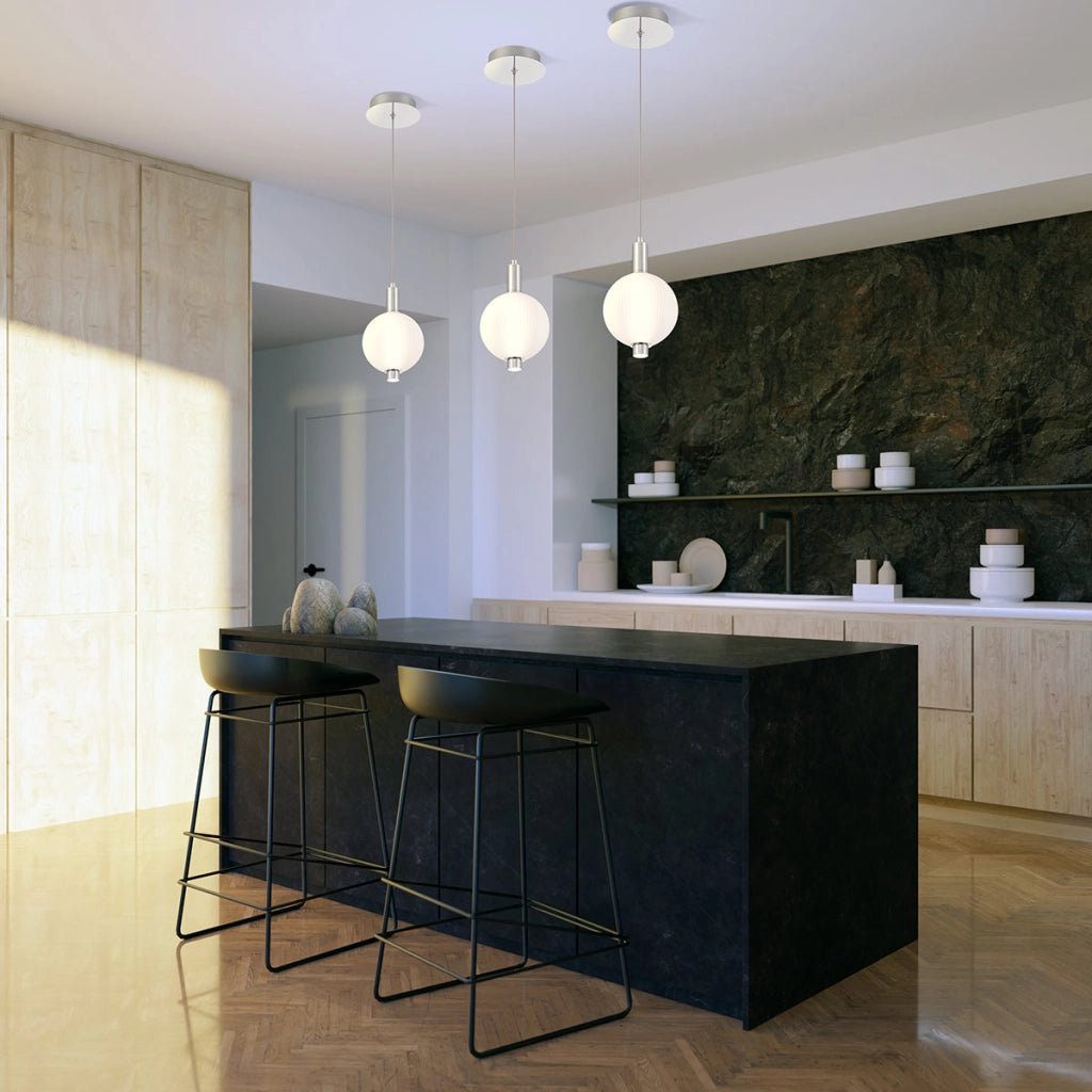 Sospensione Quintiesse Palmas sfera bianca nichel LED 12W