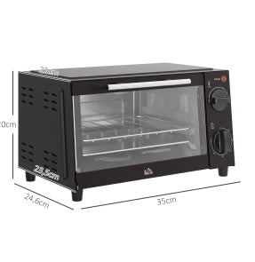 Forno elettrico compatto ULEVR con temperatura 100-230 ¡ãC, timer 60 min, griglia e teglia, nero