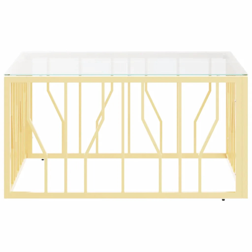 Tavolino da Salotto Oro 80x80x40 cm in Acciaio Inox e Vetro