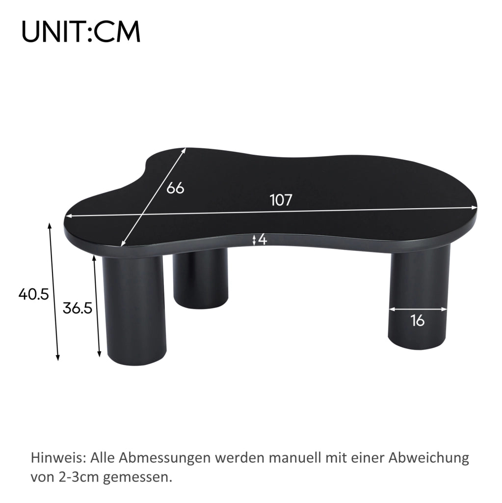 Tavolino da caffè 107x66x40.5 cm a forma di nuvola in MDF nero