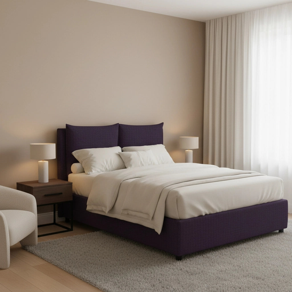 Falmouth, Letto Piazza e Mezza Sfoderabile Made in Italy, Viola