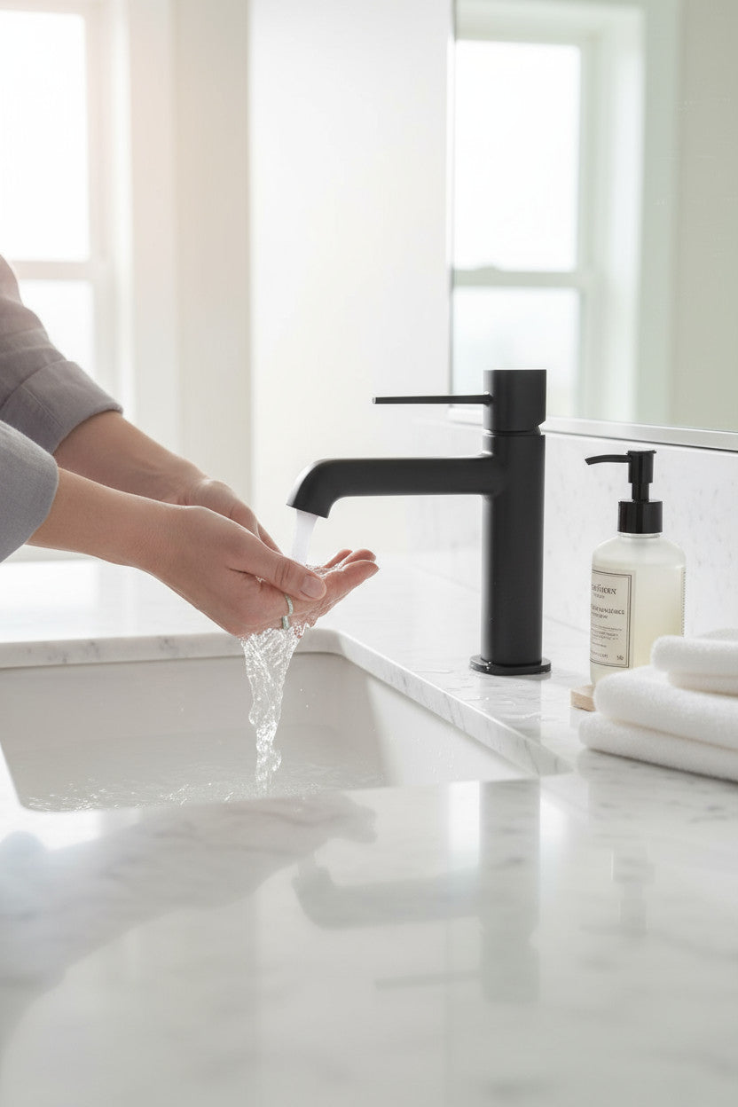 Misclatore lavabo con scarico clic-clac – design moderno, finitura nero opaco