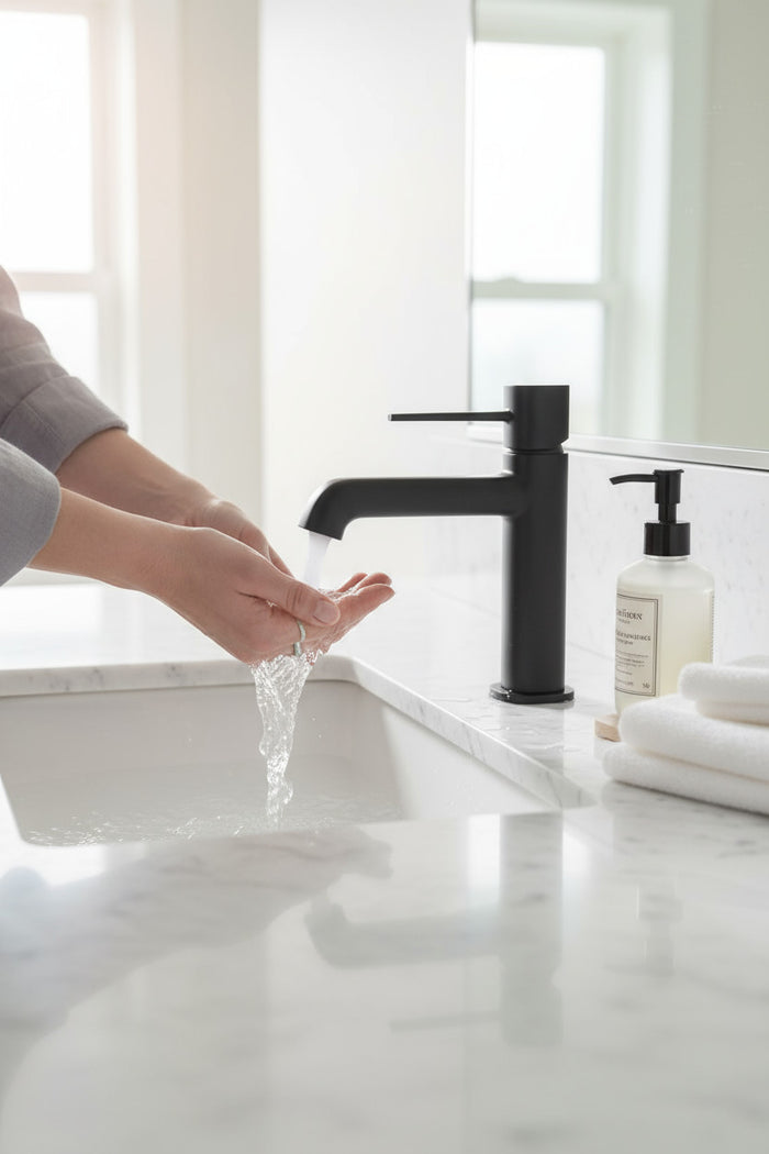 Misclatore lavabo con scarico clic-clac – design moderno, finitura nero opaco