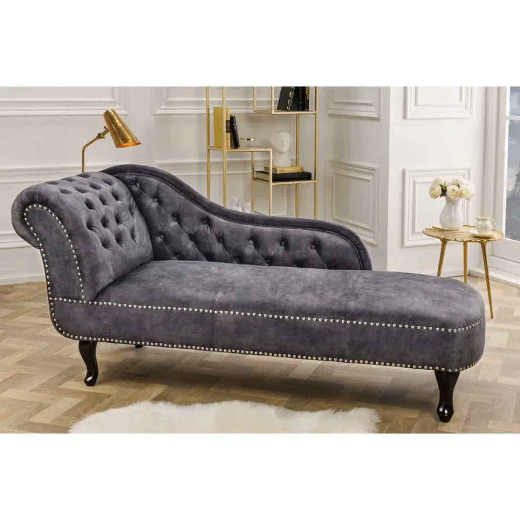 Méridienne EDGAR – Grigio scuro – Velluto stile barocco