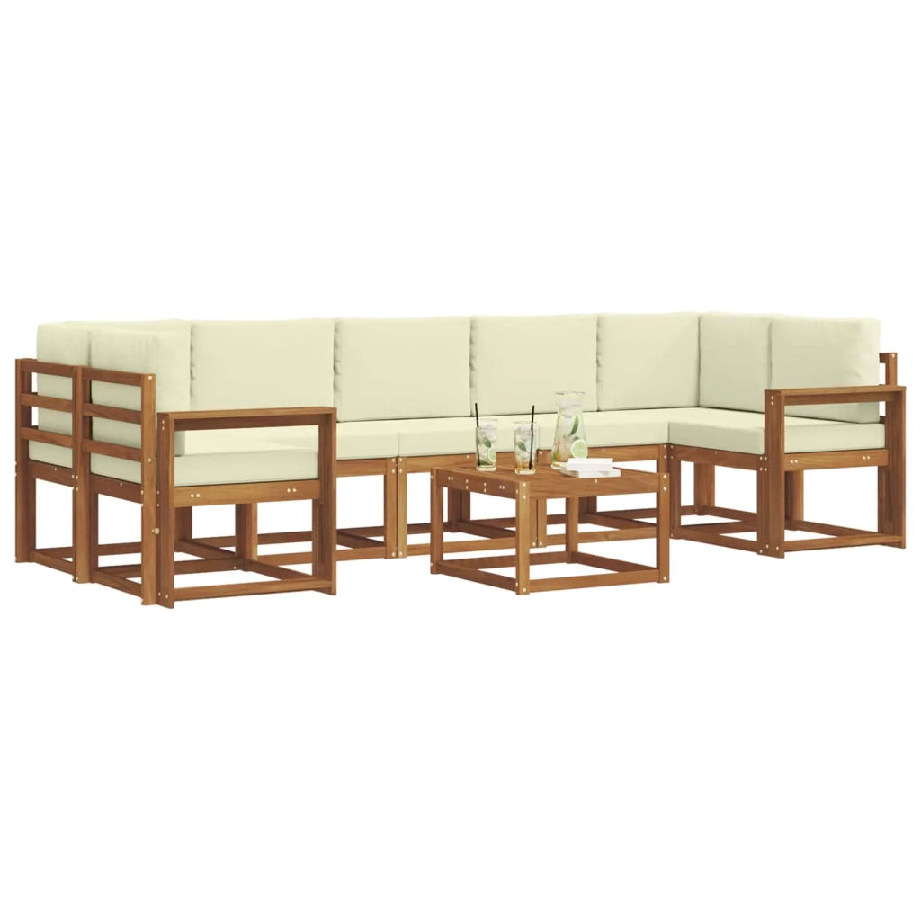 Set di divani da esterno con cuscino 8 pcs Naturale e Crema 3366153