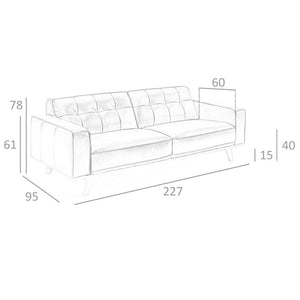 Divano Chester a 3 posti in pelle nera
