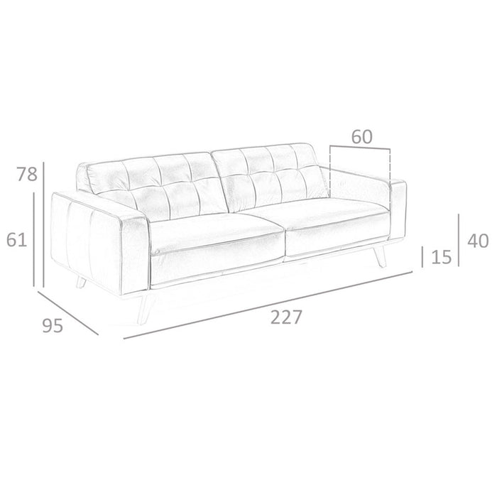 Divano Chester a 3 posti in pelle nera