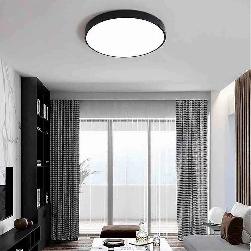 Trade Shop - Plafoniera Led 70w Rotonda Lampada Da Soffitto Nero Lampadario Luce Fredda 02591 -