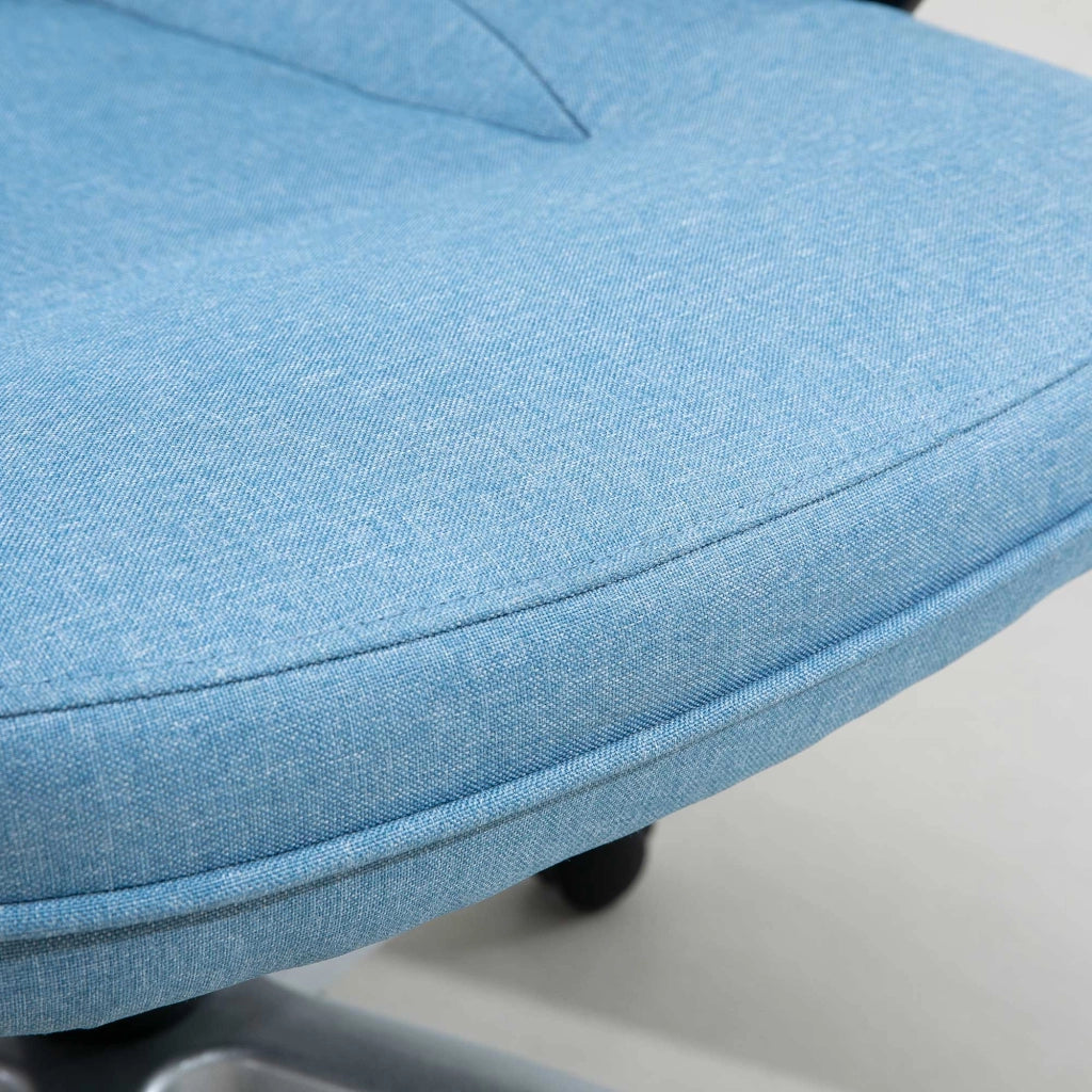 Sedia da ufficio ergonomica con schienale alto, funzione oscillante e altezza regolabile in schiuma azzurro chiaro