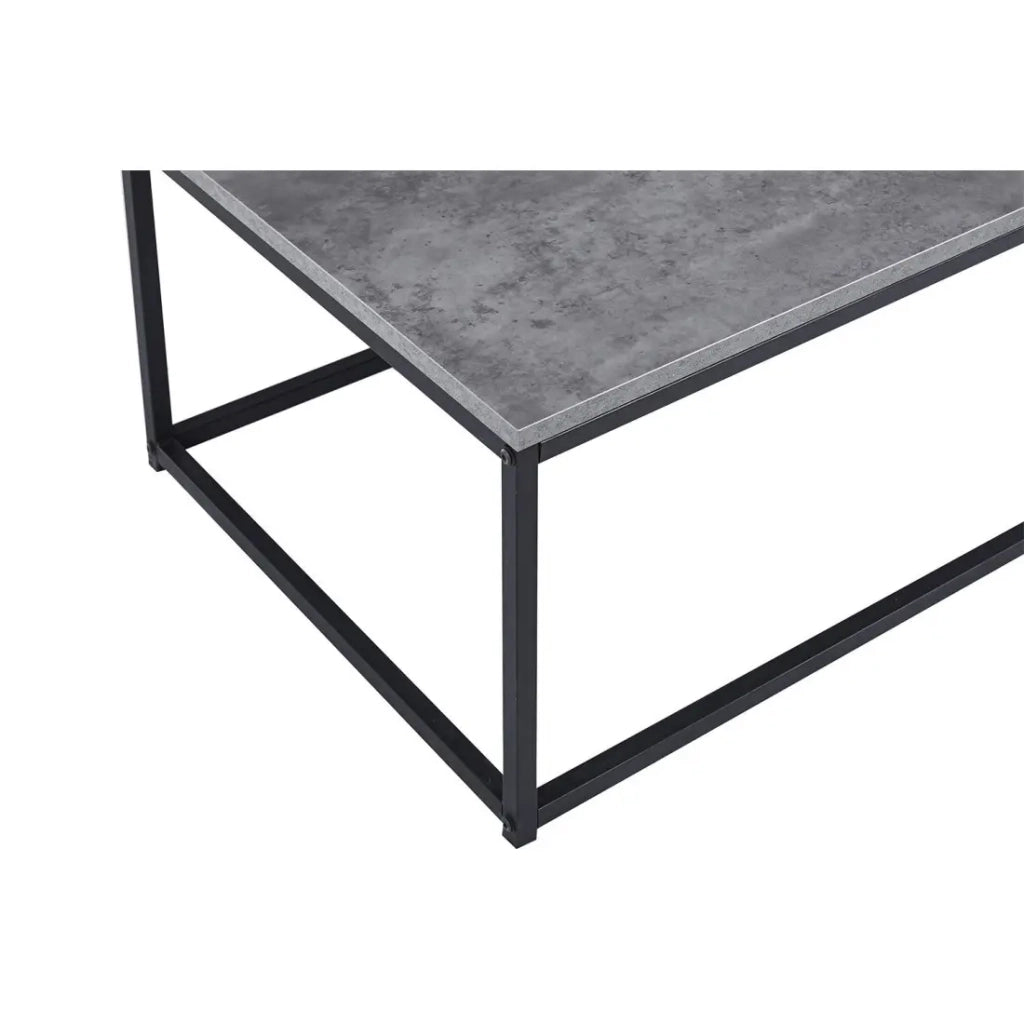 Tavolino basso EWING – Effetto pietra grigia e metallo – Design rettangolare