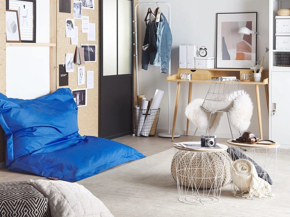 Pouf seduta poltrona sacco Grande Blu Cobalto con la Zip 140 x 180 cm