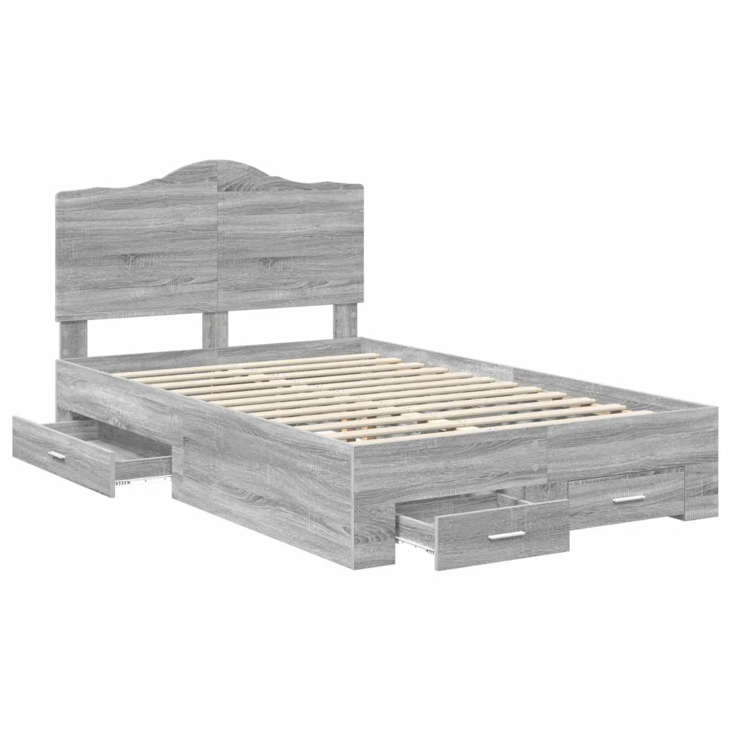Struttura del letto con testiera Grigio Sonoma 135 x 190 cm 3413617