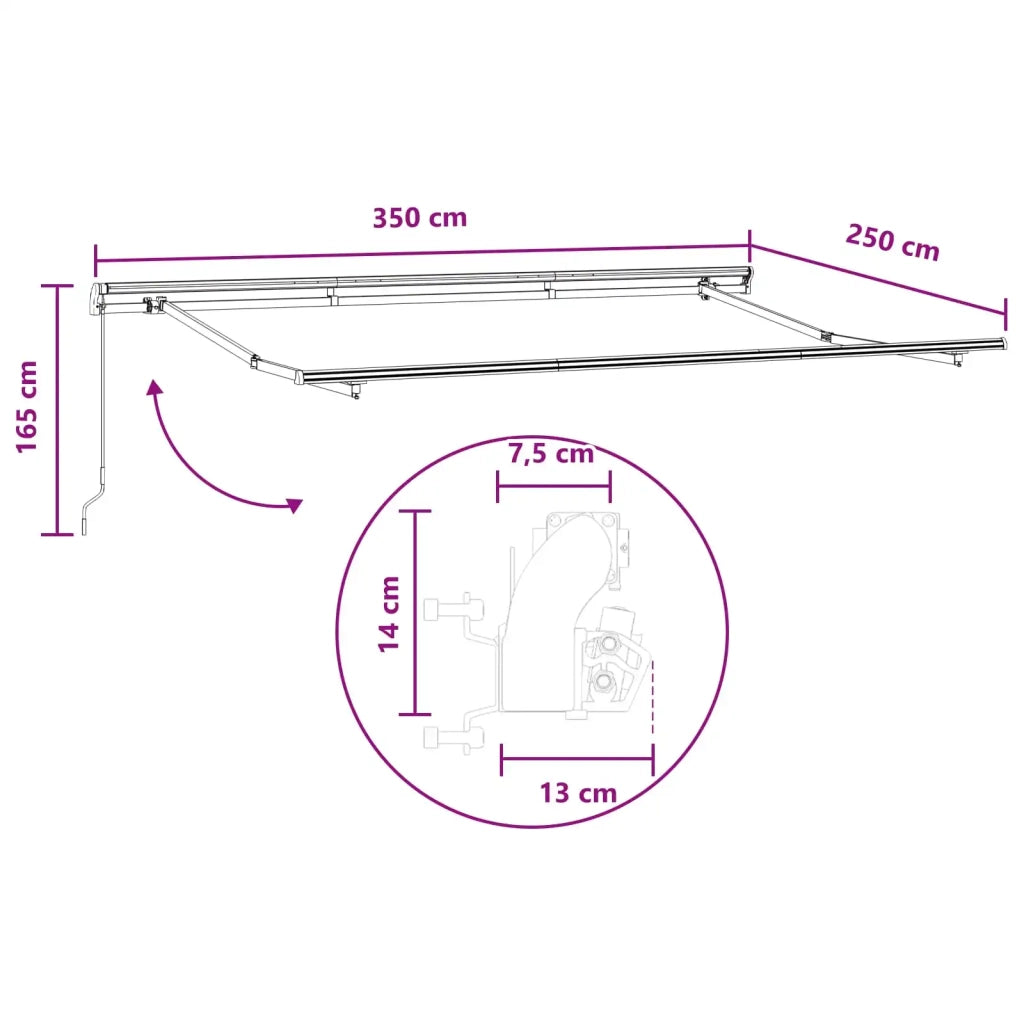 Tenda retrattile Sabbia 3,5 x 2,5 m Poliestere e Alluminio 3425929