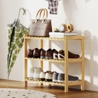 Scarpiera in Bambù a 3 Livelli per 9 Paia 70x26x57,5 cm Legno Naturale