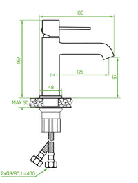 Misclatore lavabo con scarico clic-clac – design moderno, finitura nero opaco