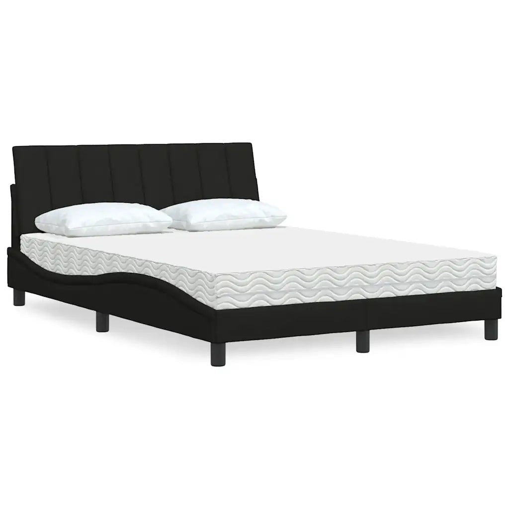 Letto con Materasso Hanko Nero 140x190 cm in Tessuto