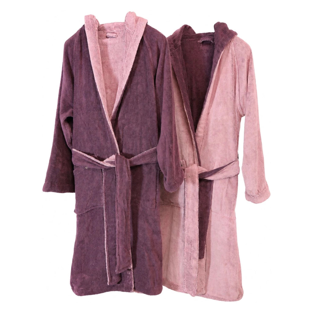 Sefane, Accappatoio 100% Cotone con Cappuccio Reversibile, Rosa