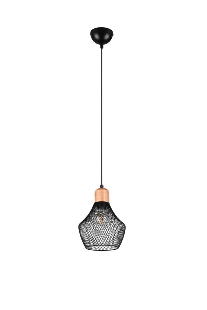Lampada a sospensione RL Valeria nera legno E27 18cm