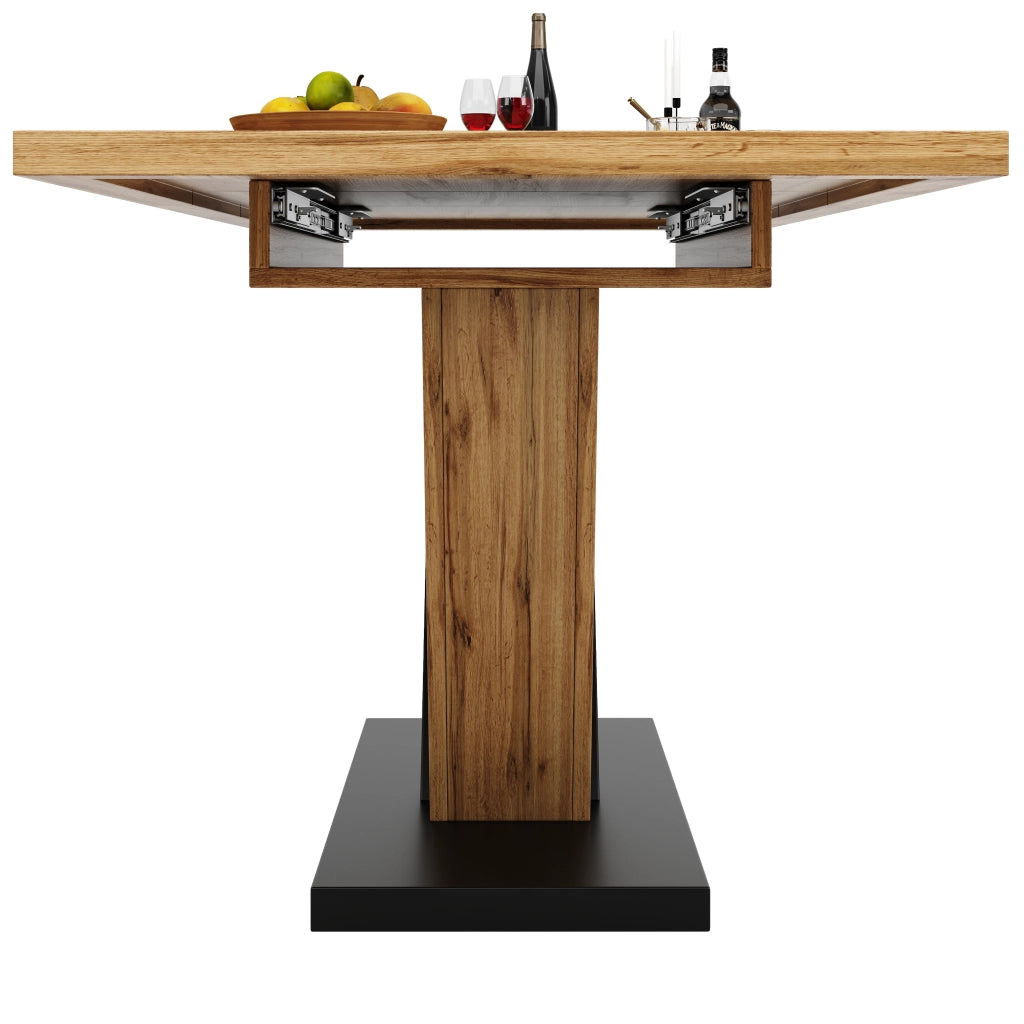 Tavolo allungabile con piano in MDF effetto legno, gambe in metallo, per cucina e soggiorno, 120 × 75 × 75,5 cm