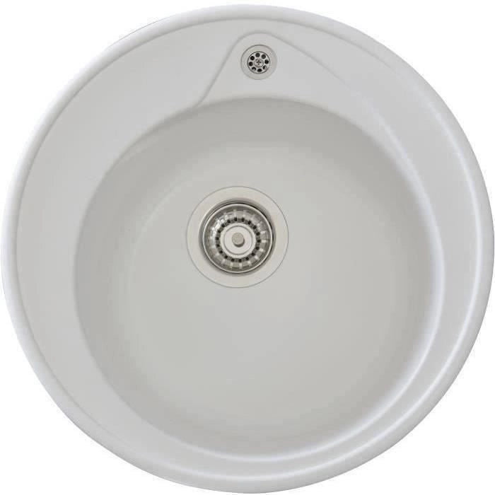 STRADOUR Lavello da incasso in RONDA, in SMC WHITE UNI - 17, 1 vasca, dim.  49 cm, svuotamento manuale