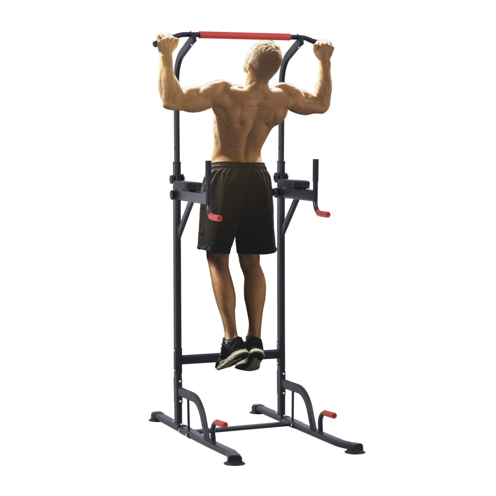EasyComfort Barra per Trazioni Power Tower Stazione Fitness Multifunzione Regolabile 189-239cm in Acciaio Nero Rosso