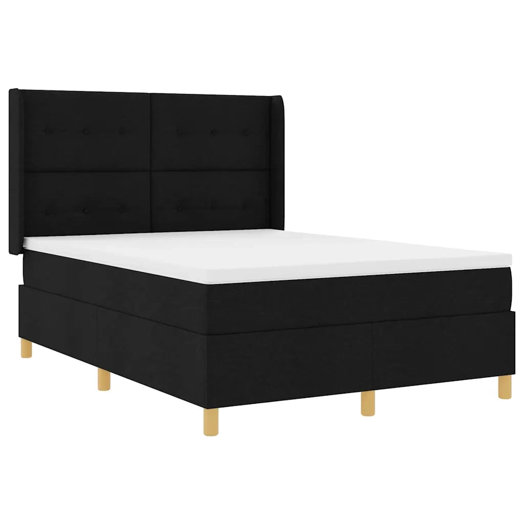 Letto a molle con strisce LED Nero 140 x 200 cm Tessuto 3343695