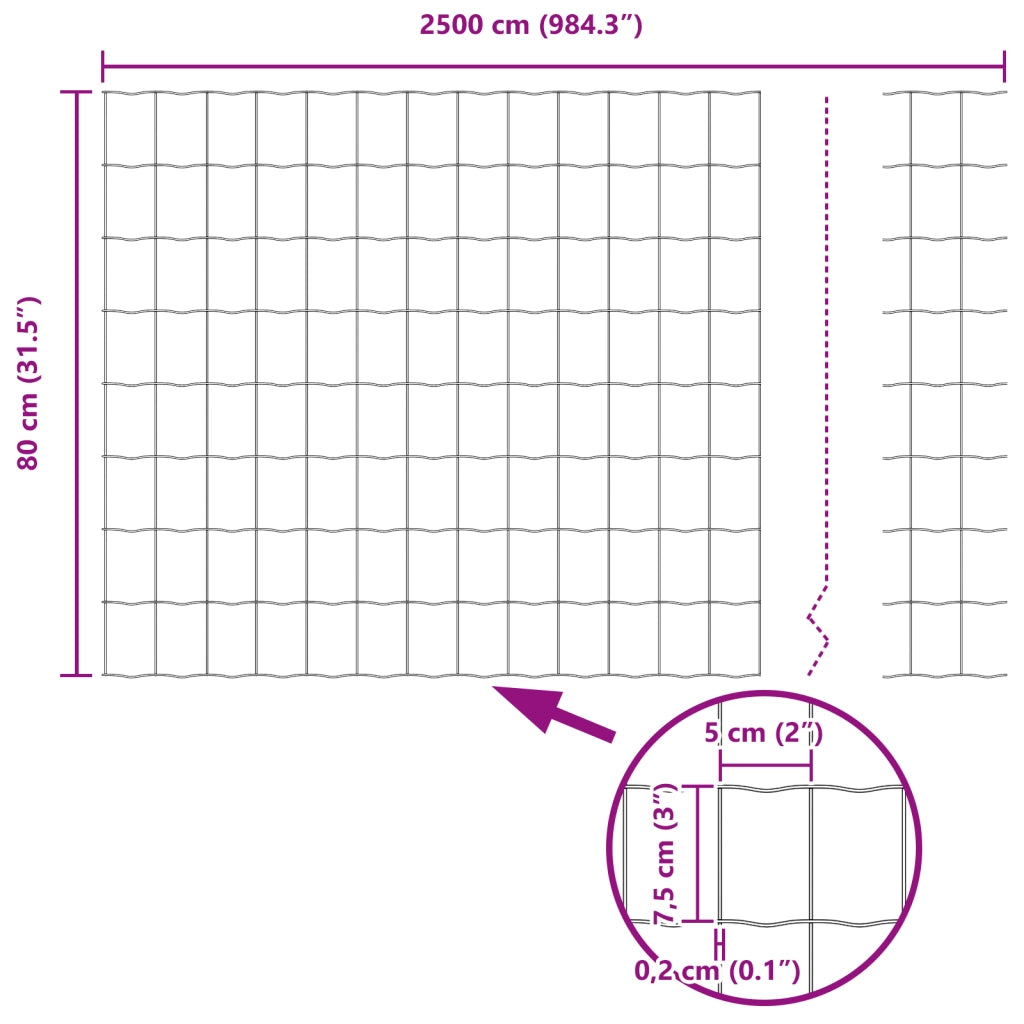 Recinzione Euro 0.8x25 m Acciaio Zincato