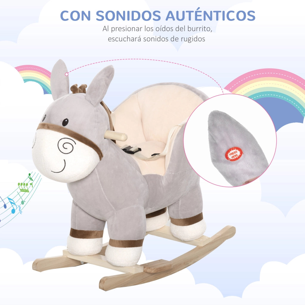Cavallo a Dondolo per Bambini ¨C zephmum ¨C Grigio 61x34x58 cm