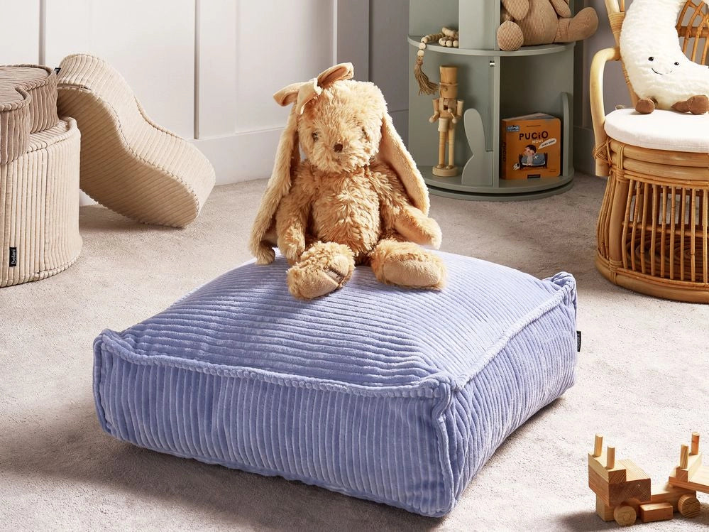Cuscino da terra Viola Chiaro 55 x 55 x 20 cm Quadrato Tessuto Velluto Struttura a coste Pouf da seduta
