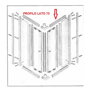 profilo lato 70 inferiore.+superiore per box doccia cristallo trasparente serigrafato mm.6cm cod:ferx.603301