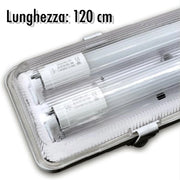 Trade Shop - Plafoniera Stagna Completa Di 2 Tubo Neon A Led 120cm Per Soffitto Parete Ip65 -