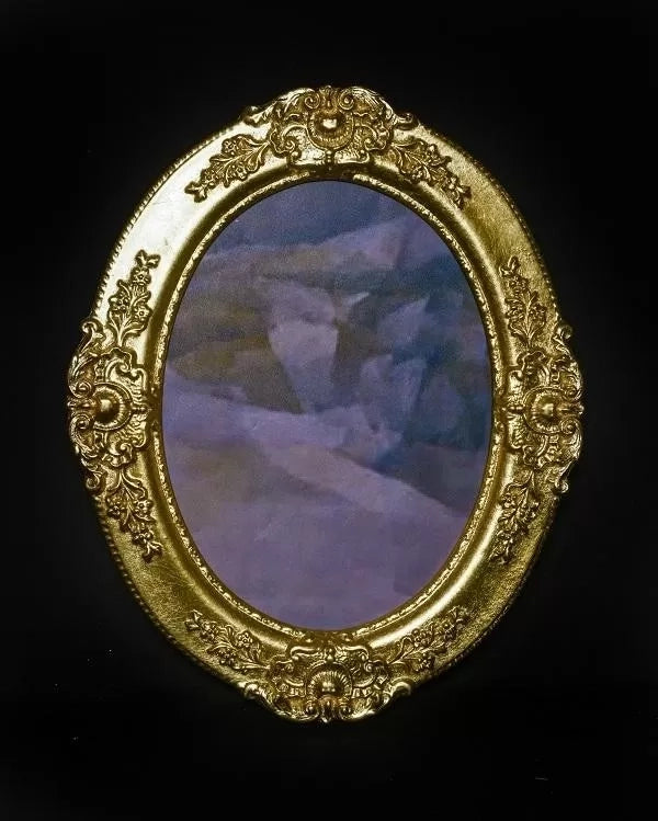 Mobili2g - portafoto in foglia oro ovale- misure: l.38 x h.48 x p.2